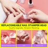 image:imageMakartt 12 PCS French Nail Art Stamper Kit2 PCS Jelly Nail Stamper 4 PCS Silicone Replaceable Stamper Head and 6 Sheets French Manicure Edge Auxiliary Nail Guide Stickers For Gel Polish Design