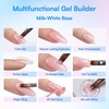 image:imageMakartt 3D Gel Nail Art 4 in 1 Clear Solid Gel Builder for Extension UV Nail Glue for Acrylic Nails Rhinestones 3d Sculpting Gels Hard Gels for Nails UVLED Nails Lamp Required 15ML 2 BottlesMilky White Gel Builder