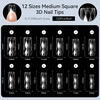 image:imageMakartt Almond Nail Tips 500pcs Medium Prebuffed Full Cover Clear Press on Nails 10 Sizes Soak Off Soft Gel Nail Tips Extension Professional Acrylic Fake Nails No Crease False Nail Salon DIY ArtA103D Medium Square120PCS