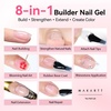 image:imageMakartt Builder Base and Top Coat Kit 2 Pcs 15ml 8in1 Clear Nail Builder with Gel Top Coat Strengthener Rubber Base Nail Glue  High Glossy for Home Manicure DIY amp Salon UV Light NeededClear Nail Builder  Top Coat