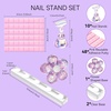 image:imageMakartt Holo Nail Stand for PressOn Nails DIY Magnetic Holder 1 Flower amp 2 Long Bases 10 Nail Stands for Gel Curing Beginners Practice Nail Tech amp Creators Display Nails Clear Pink 48 PuttyHolo Purple Stands with Clear Base
