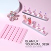 image:imageMakartt Holo Nail Stand for PressOn Nails DIY Magnetic Holder 1 Flower amp 2 Long Bases 10 Nail Stands for Gel Curing Beginners Practice Nail Tech amp Creators Display Nails Clear Pink 48 PuttyHolo Pink Stands with Clear Base