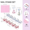 image:imageMakartt Holographic Nail Stand for PressOn Nails DIY Magnetic Holder 2 Pink Glitter Bases Presson Stand for Gel Curing Beginners Practice Skills Salon Nail Tech amp Content Creators Display NailsPinkclearflower Base