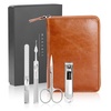 image:imageMakartt Manicure Kit Professional Nail Care Clippers Set  11 pcs Stainless Steel Tavel Women Men Fingernail Grooming Tool with Portable Black Leather CaseBrown
