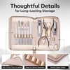 image:imageMakartt Manicure Kit Professional Nail Care Clippers Set  11 pcs Stainless Steel Tavel Women Men Fingernail Grooming Tool with Portable Black Leather CaseRosy Gold