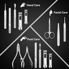 image:imageMakartt Manicure Kit Professional Nail Care Clippers Set  11 pcs Stainless Steel Tavel Women Men Fingernail Grooming Tool with Portable Black Leather CaseBrown