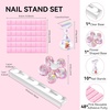image:imageMakartt Press on Nails Stand Clear and Pink Nail Holder for Painting Nails Stands for Art Display Practice Magnetic Clear Glitter Flower Fake Holders with Reusable Adhesive Putty for Home Salon DIYAurora ClearPink