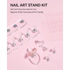 image:imageMakartt Press on Nails Stand Clear and Pink Nail Holder for Painting Nails Stands for Art Display Practice Magnetic Clear Glitter Flower Fake Holders with Reusable Adhesive Putty for Home Salon DIYPedestal
