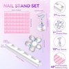 image:imageMakartt Press on Nails Stand Clear and Pink Nail Holder for Painting Nails Stands for Art Display Practice Magnetic Clear Glitter Flower Fake Holders with Reusable Adhesive Putty for Home Salon DIYPinkClear