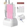 image:imageMakartt Professional Nail Drill  35000RPM Electric Nail File with 60W Coreless Motor 2 in 1 Desktop amp Portable Rechargeable E File with Drill Bits and LCD Display Nouvella PurplePink Nouvella