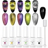 image:imageMakartt 9D Magnetic Cat Eye Gel Nail Polish Set 6 Colors Yellow Purple Silver Rose Red Green Black Hole Effect with Magnet Stick 8ml  Soak Off DIY Manicure amp Nail Art SuppliesCat Eye Black Hole