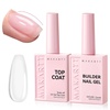 image:imageMakartt Builder Base and Top Coat Kit 2 Pcs 15ml 8in1 Clear Nail Builder with Gel Top Coat Strengthener Rubber Base Nail Glue  High Glossy for Home Manicure DIY amp Salon UV Light NeededClear Nail Builder  Top Coat