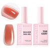 image:imageMakartt Builder Base and Top Coat Kit 2 Pcs 15ml 8in1 Clear Nail Builder with Gel Top Coat Strengthener Rubber Base Nail Glue  High Glossy for Home Manicure DIY amp Salon UV Light NeededNude Brown Nail Builder  Top Coat