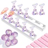 image:imageMakartt Holo Nail Stand for PressOn Nails DIY Magnetic Holder 1 Flower amp 2 Long Bases 10 Nail Stands for Gel Curing Beginners Practice Nail Tech amp Creators Display Nails Clear Pink 48 PuttyHolo Purple Stands with Clear Base