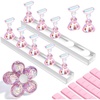 image:imageMakartt Holo Nail Stand for PressOn Nails DIY Magnetic Holder 1 Flower amp 2 Long Bases 10 Nail Stands for Gel Curing Beginners Practice Nail Tech amp Creators Display Nails Clear Pink 48 PuttyHolo Pink Stands with Clear Base