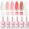 image:imageMakartt Nude Gel Builder Kit 15ML 8in1 Nail Builder Set Salon DIY 6Pcs  Large Capacity for Professional Salon Nail Art DIYer Self Leveling Rubber Base Nail Shape Strengthener Apex Build6 Pcs Nude Gel Polish Kit