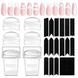 image:imageMakartt 12 PCS French Nail Art Stamper Kit2 PCS Jelly Nail Stamper 4 PCS Silicone Replaceable Stamper Head and 6 Sheets French Manicure Edge Auxiliary Nail Guide Stickers For Gel Polish Design