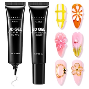 image:imageMakartt 3D Gel Nail Art 2 Pcs 15g Nail Sculpting DIY No Wipe 3D Molding Gel for Nails Decoration Manicure Sculpture NailsA022pcs Clear