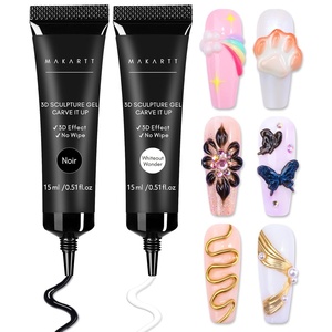image:imageMakartt 3D Gel Nail Art 2 Pcs 15g Nail Sculpting DIY No Wipe 3D Molding Gel for Nails Decoration Manicure Sculpture NailsA07Whiteout Wonder  Noir