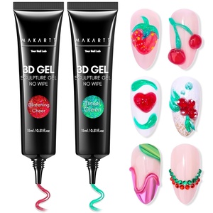 image:imageMakartt 3D Gel Nail Art 2 Pcs 15g Nail Sculpting DIY No Wipe 3D Molding Gel for Nails Decoration Manicure Sculpture NailsA11Glistening CheerTinsel Green