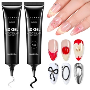 image:imageMakartt 3D Gel Nail Art 2 Pcs 15g Nail Sculpting DIY No Wipe 3D Molding Gel for Nails Decoration Manicure Sculpture NailsA13ClearNoir