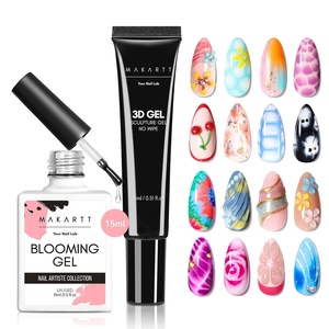 image:imageMakartt 3D Gel Nail Art 2 Pcs 15g Nail Sculpting DIY No Wipe 3D Molding Gel for Nails Decoration Manicure Sculpture NailsA14Clear Blooming Gel  3D Gel