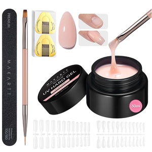 image:imageMakartt 3D Gel Nail Art 4 in 1 Clear Solid Gel Builder for Extension UV Nail Glue for Acrylic Nails Rhinestones 3d Sculpting Gels Hard Gels for Nails UVLED Nails Lamp Required 15ML 2 BottlesNude Gel Builder Kit