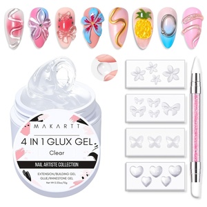 image:imageMakartt 3D Gel Nail Art 4 in 1 Clear Solid Gel Builder for Extension UV Nail Glue for Acrylic Nails Rhinestones 3d Sculpting Gels Hard Gels for Nails UVLED Nails Lamp Required 15ML 2 BottlesClear 3D Sculpting Kit