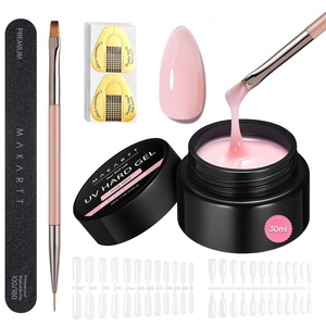 image:imageMakartt 3D Gel Nail Art 4 in 1 Clear Solid Gel Builder for Extension UV Nail Glue for Acrylic Nails Rhinestones 3d Sculpting Gels Hard Gels for Nails UVLED Nails Lamp Required 15ML 2 BottlesPink Gel Builder Kit