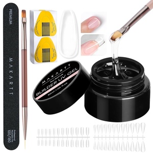 image:imageMakartt 3D Gel Nail Art 4 in 1 Clear Solid Gel Builder for Extension UV Nail Glue for Acrylic Nails Rhinestones 3d Sculpting Gels Hard Gels for Nails UVLED Nails Lamp Required 15ML 2 BottlesClear Gel Builder Kit