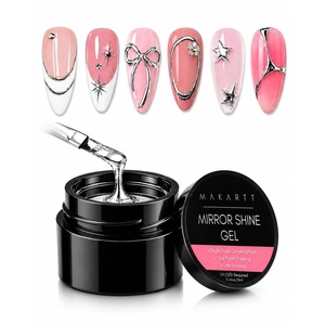 image:imageMakartt 3D Gel Nail Art Clear 3D Painting Gels for Chrome Powder 3D Sculpting No Wipe for Gel Nail Polish 3D Carving Drawing Gels for Nails Art at Home amp Salon DIY 028 flozSilver Mirror Shine Gel
