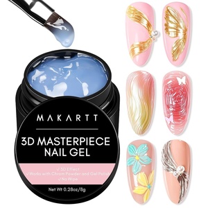 image:imageMakartt 3D Gel Nail Art Clear 3D Painting Gels for Chrome Powder 3D Sculpting No Wipe for Gel Nail Polish 3D Carving Drawing Gels for Nails Art at Home amp Salon DIY 028 flozClear Texture Gel
