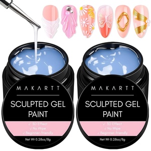 image:imageMakartt 3D Gel Nail Art Clear 3D Painting Gels for Chrome Powder 3D Sculpting No Wipe for Gel Nail Polish 3D Carving Drawing Gels for Nails Art at Home amp Salon DIY 028 floz2pcs Clear Painting Gel