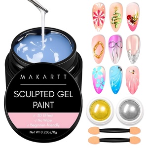 image:imageMakartt 3D Gel Nail Art Clear 3D Painting Gels for Chrome Powder 3D Sculpting No Wipe for Gel Nail Polish 3D Carving Drawing Gels for Nails Art at Home amp Salon DIY 028 flozClear Painting Gel Kit