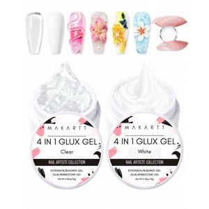 image:imageMakartt 3D Gel Nail Art Clear Solid Builder Nail Gel 4 in 1 Nonsticky for Extension Shaping Strengthen Building 3D Sculpting Hard Gels UVLED Lamp Required 15mlClear  White