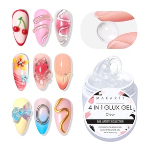 image:imageMakartt 3D Gel Nail Art Clear Solid Builder Nail Gel 4 in 1 Nonsticky for Extension Shaping Strengthen Building 3D Sculpting Hard Gels UVLED Lamp Required 15mlClear