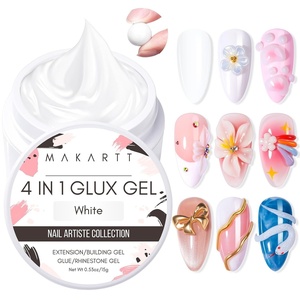 image:imageMakartt 3D Gel Nail Art Clear Solid Builder Nail Gel 4 in 1 Nonsticky for Extension Shaping Strengthen Building 3D Sculpting Hard Gels UVLED Lamp Required 15mlWhite