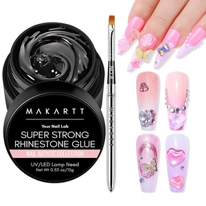 image:imageMakartt 3D Gel Nail Art for Sculpting 3in1 MultiFunctional 15g Clear 3D Nail Gel for Molding amp Painting Nails Designs No Wipe Nail Glue for Rhinestones Chrome Powder amp DIY ManicureA06nail rhinestone glue with brush  15ml  super strong