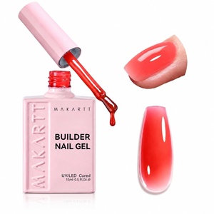 image:imageMakartt 8in1 Gel Nails Builder 15ml Nude Pink Builder in a Bottle for Nail Strengthen Rubber Base and Rhinestone Glue UV Light Cured Gel Builder for Nails  Home User DIY Low OdorPink