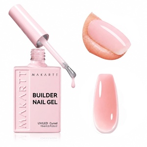 image:imageMakartt 8in1 Gel Nails Builder 15ml Nude Pink Builder in a Bottle for Nail Strengthen Rubber Base and Rhinestone Glue UV Light Cured Gel Builder for Nails  Home User DIY Low OdorNude Pink