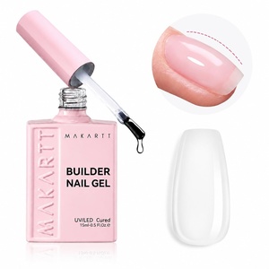 image:imageMakartt 8in1 Gel Nails Builder 15ml Nude Pink Builder in a Bottle for Nail Strengthen Rubber Base and Rhinestone Glue UV Light Cured Gel Builder for Nails  Home User DIY Low OdorClear