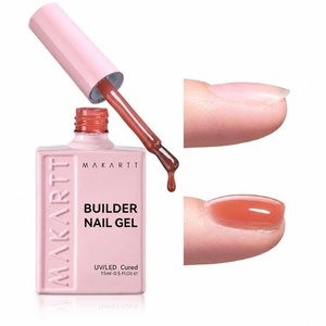 image:imageMakartt 8in1 Gel Nails Builder 15ml Nude Pink Builder in a Bottle for Nail Strengthen Rubber Base and Rhinestone Glue UV Light Cured Gel Builder for Nails  Home User DIY Low OdorNude Brown