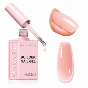 image:imageMakartt 8in1 Gel Nails Builder 15ml Nude Pink Builder in a Bottle for Nail Strengthen Rubber Base and Rhinestone Glue UV Light Cured Gel Builder for Nails  Home User DIY Low OdorNude