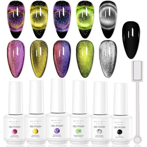 image:imageMakartt 9D Magnetic Cat Eye Gel Nail Polish Set 6 Colors Yellow Purple Silver Rose Red Green Black Hole Effect with Magnet Stick 8ml  Soak Off DIY Manicure amp Nail Art SuppliesCat Eye Black Hole