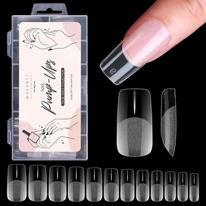 image:imageMakartt Almond Nail Tips 500pcs Medium Prebuffed Full Cover Clear Press on Nails 10 Sizes Soak Off Soft Gel Nail Tips Extension Professional Acrylic Fake Nails No Crease False Nail Salon DIY ArtA06Medium Square120PCS