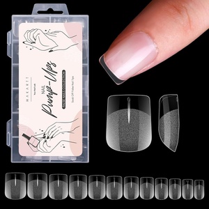 image:imageMakartt Almond Nail Tips 500pcs Medium Prebuffed Full Cover Clear Press on Nails 10 Sizes Soak Off Soft Gel Nail Tips Extension Professional Acrylic Fake Nails No Crease False Nail Salon DIY ArtA08Extra Short Square120PCS
