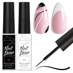 image:imageMakartt Gel Nail Polish Liner Set 8ML 2 Colors White and Black for French Nail Art French Tips Swirls DIY Manicure Soak Off UV Curing with Thin BrushBlack White Gel Liner Polish