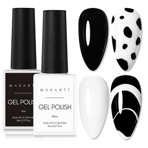 image:imageMakartt Gel Nail Polish Liner Set 8ML 2 Colors White and Black for French Nail Art French Tips Swirls DIY Manicure Soak Off UV Curing with Thin BrushBlack White Gel Polish