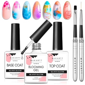 image:imageMakartt Gel Nail Polish Liner Set 8ML 2 Colors White and Black for French Nail Art French Tips Swirls DIY Manicure Soak Off UV Curing with Thin BrushBlooming Gel with Top  Base Coat