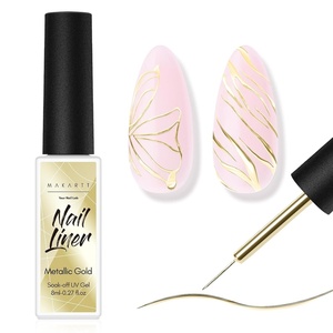 image:imageMakartt Gel Nail Polish Liner Set 8ML 2 Colors White and Black for French Nail Art French Tips Swirls DIY Manicure Soak Off UV Curing with Thin BrushGold Liner Gel Polish